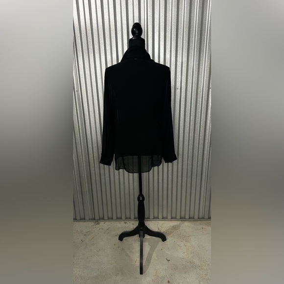 Women’s Dennis Basso Black Polyester Long Sleeve Buttons Down Blouse Designer 10 - Picture 2 of 4